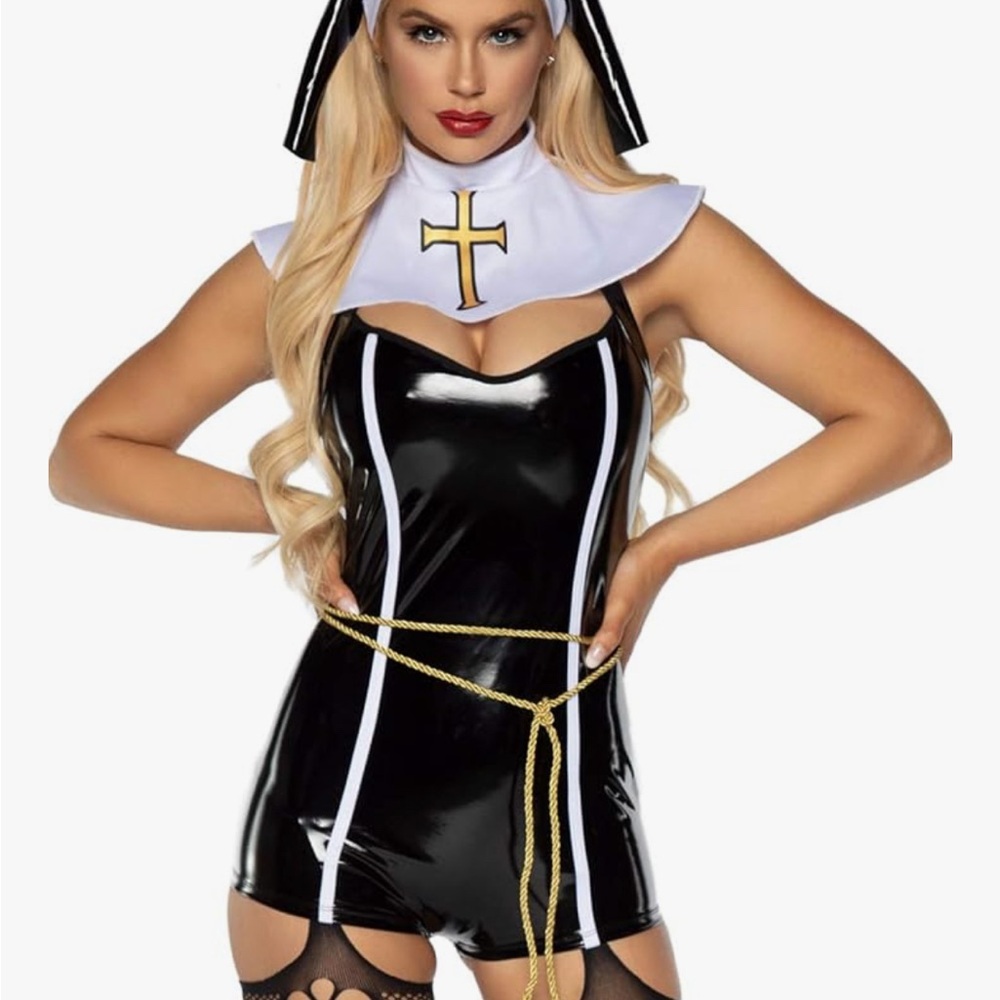 Naughty Nun Costume - Black and White